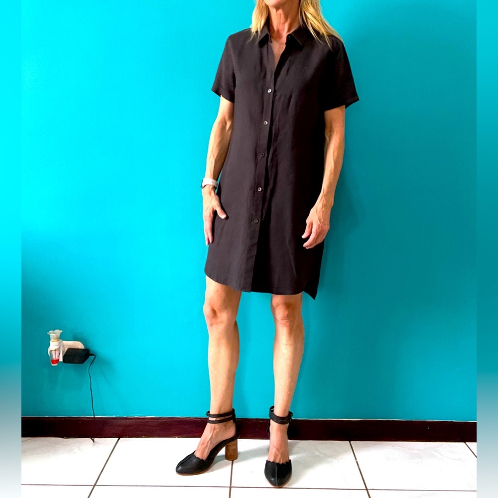 James Perse shirt dress gray linen sz 3 (M)